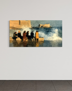 La llegada de la ola · 140 × 70 cm