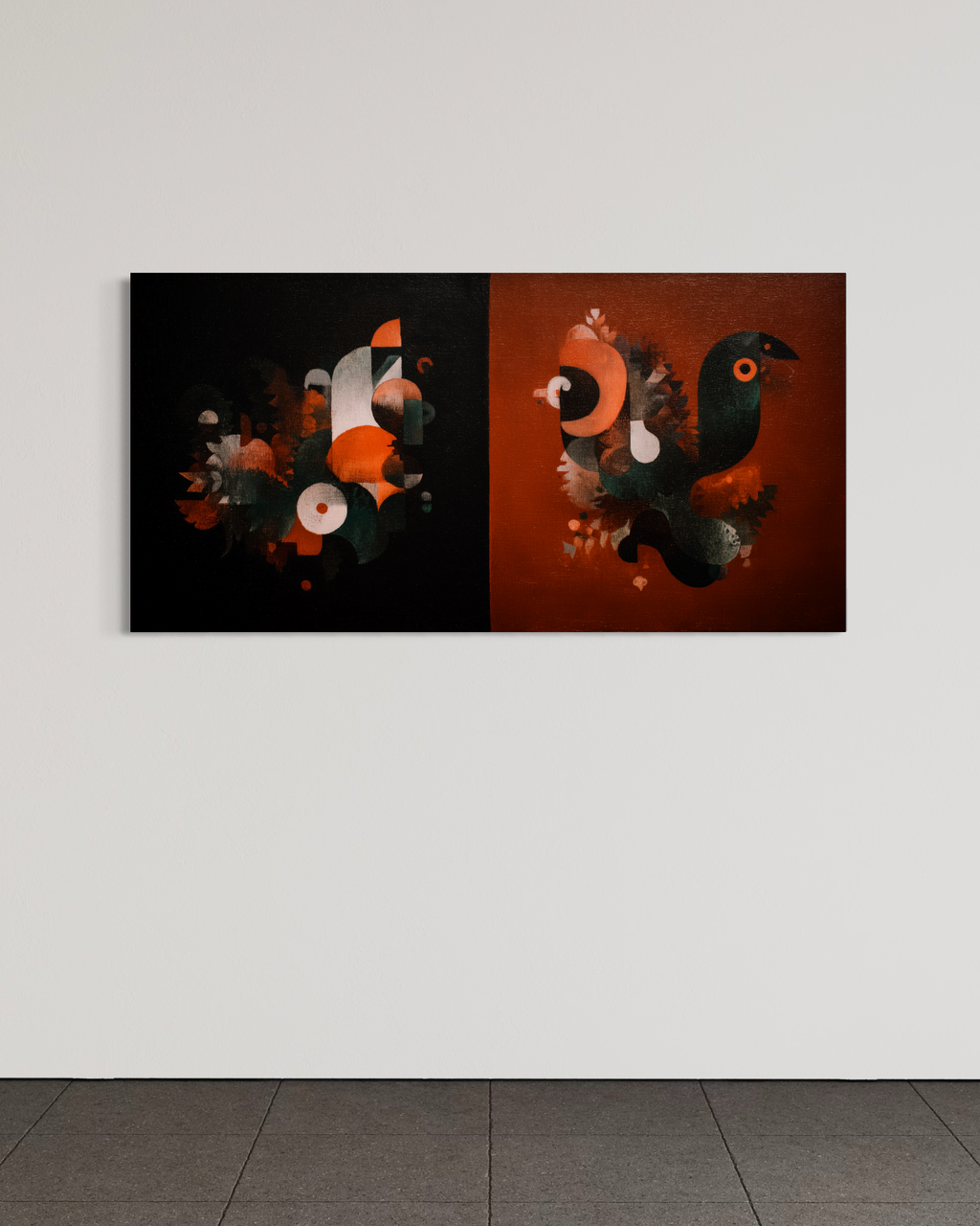 La doble personalidad del gallo · 140 × 70 cm