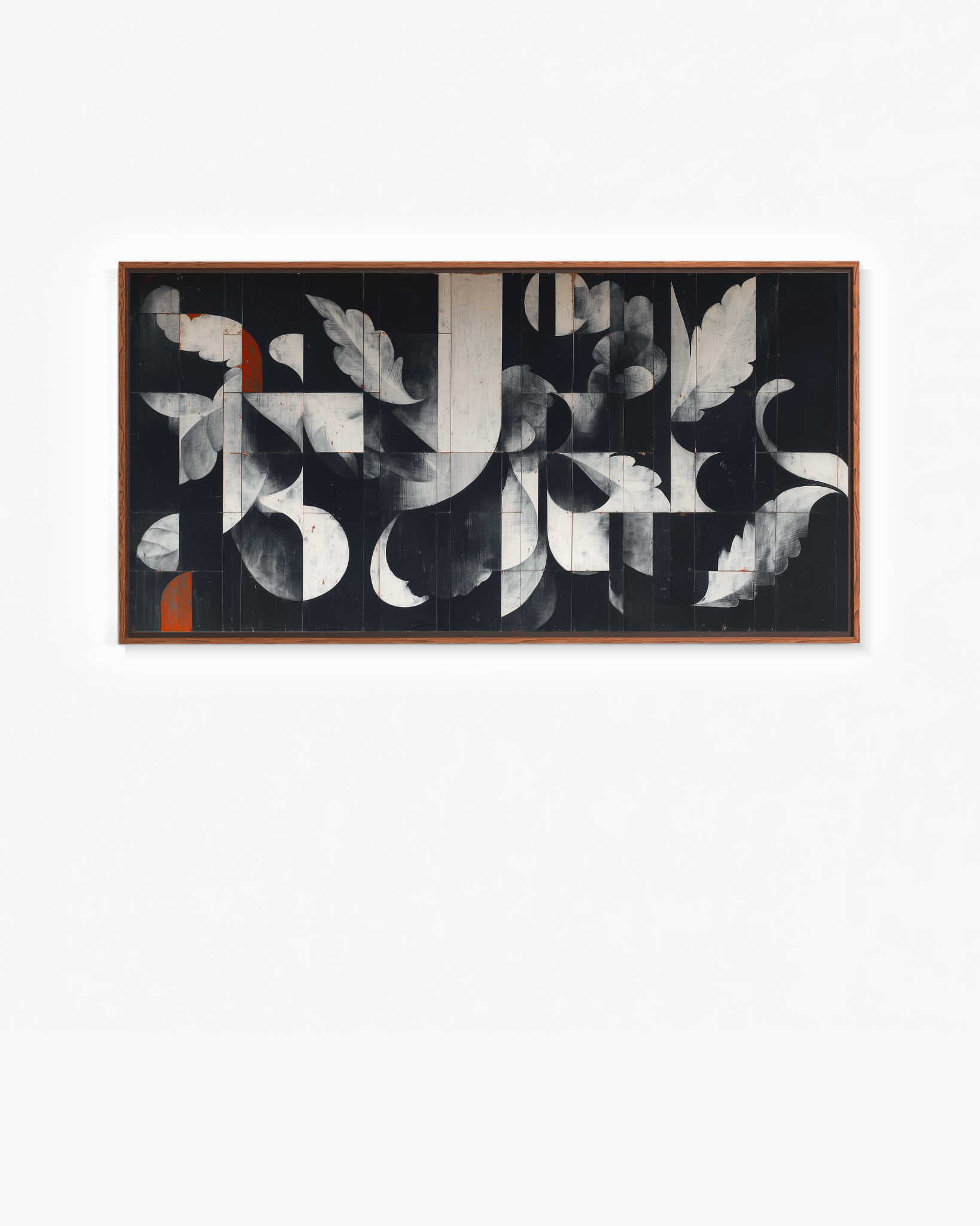 Recortes blancos sobre negro · 140 × 70 cm