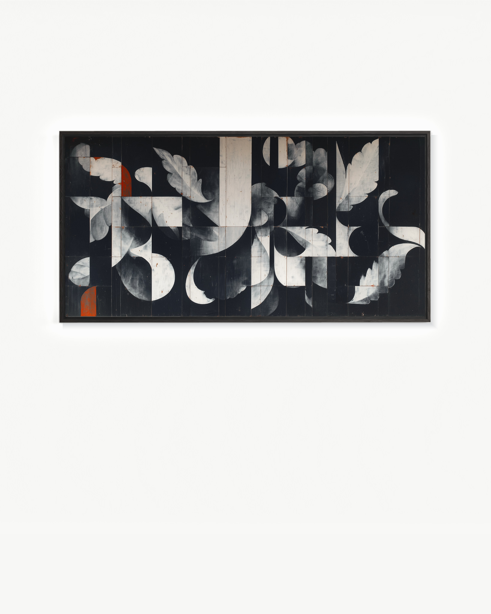Recortes blancos sobre negro · 140 × 70 cm