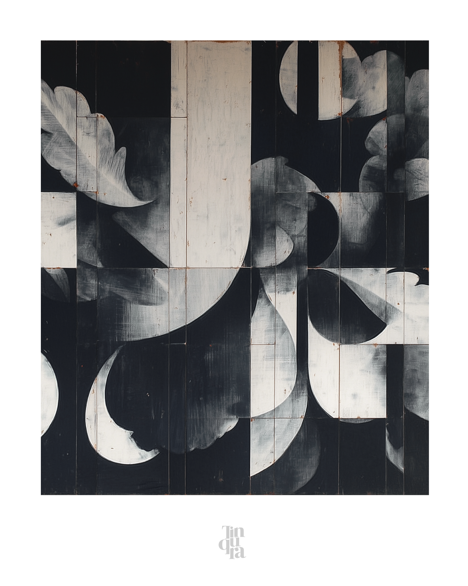 Recortes blancos sobre negro · 140 × 70 cm