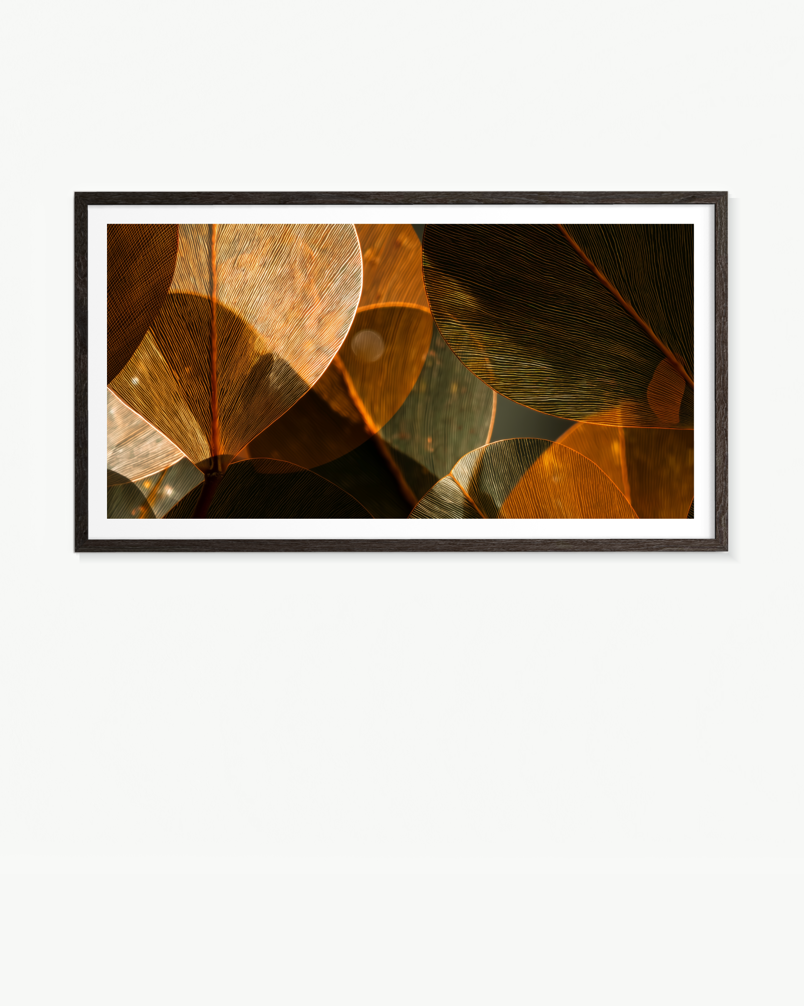 Formas vegetales en cobre y verde · 140 × 70 cm