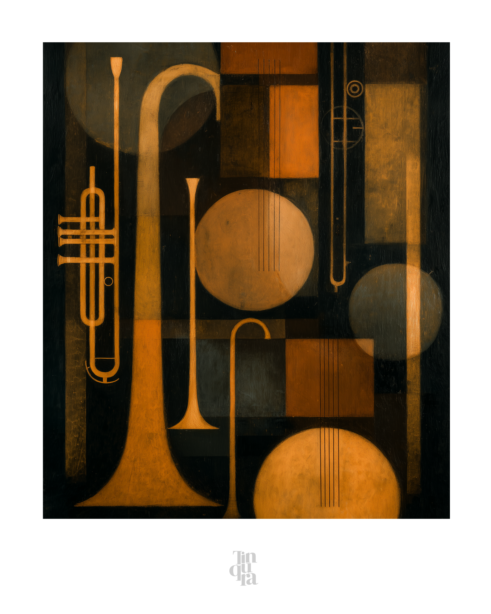 Tres trompetas · 70 × 100 cm