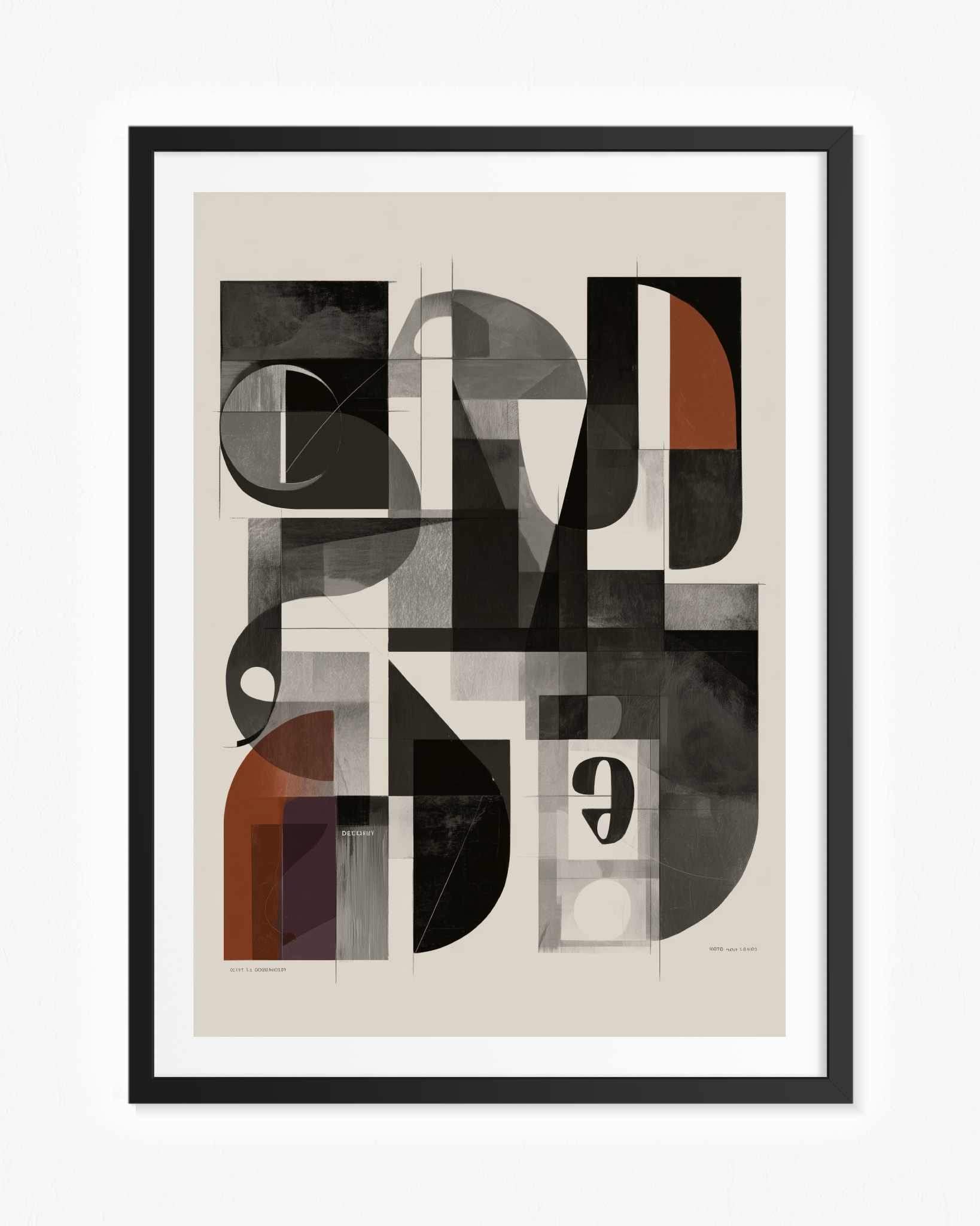 El carbón tipográfico — Paspartú Negro, 70 × 100 cm