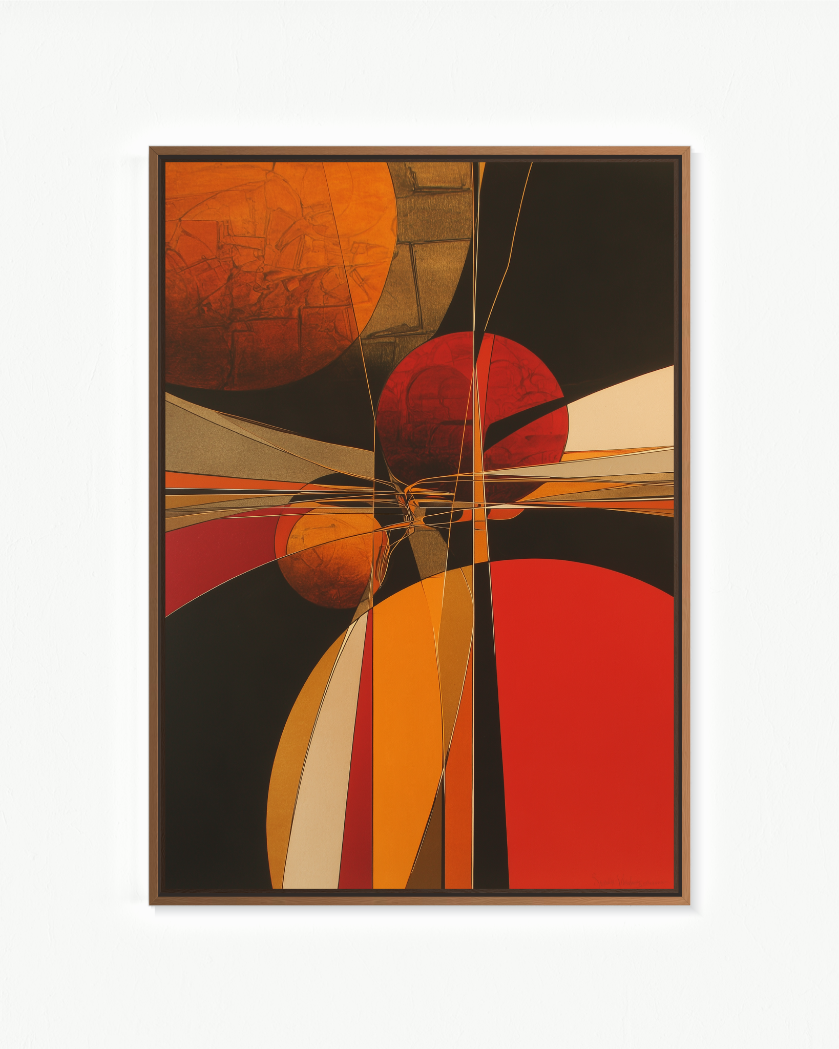La convergencia — Flotante Negro, 70 × 100 cm
