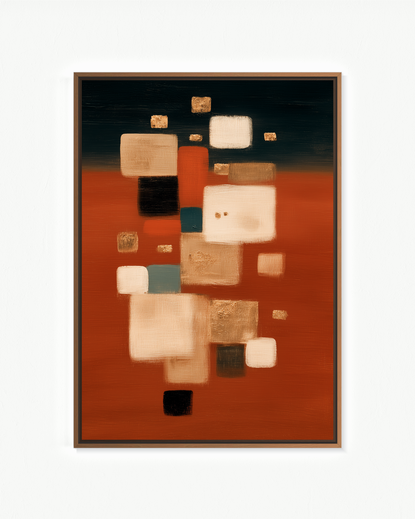 Los ladrillos de la torre — Flotante Negro, 70 × 100 cm