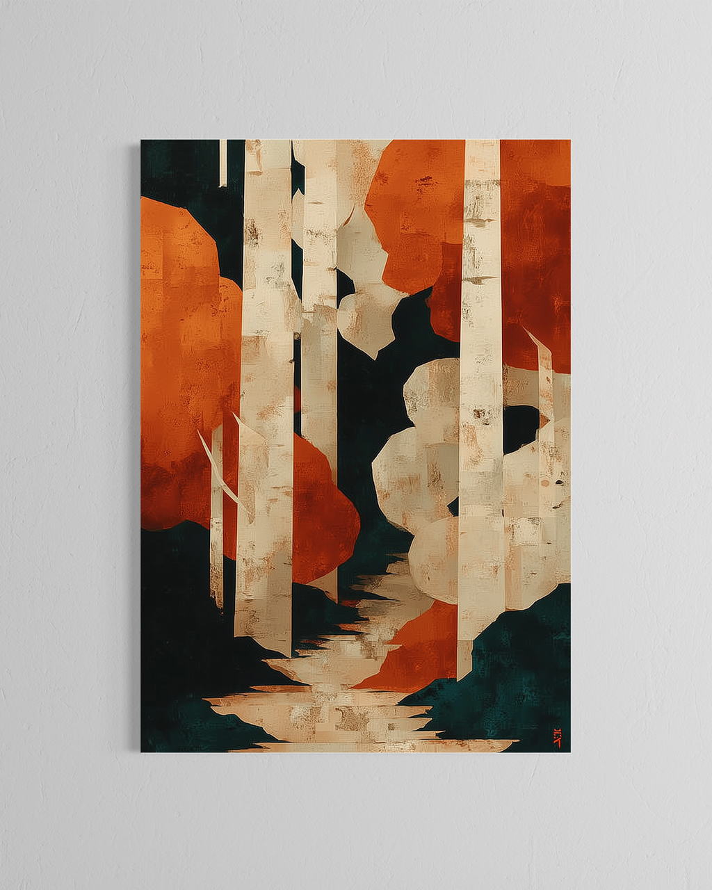 Camino entre abedules · 70 × 100 cm