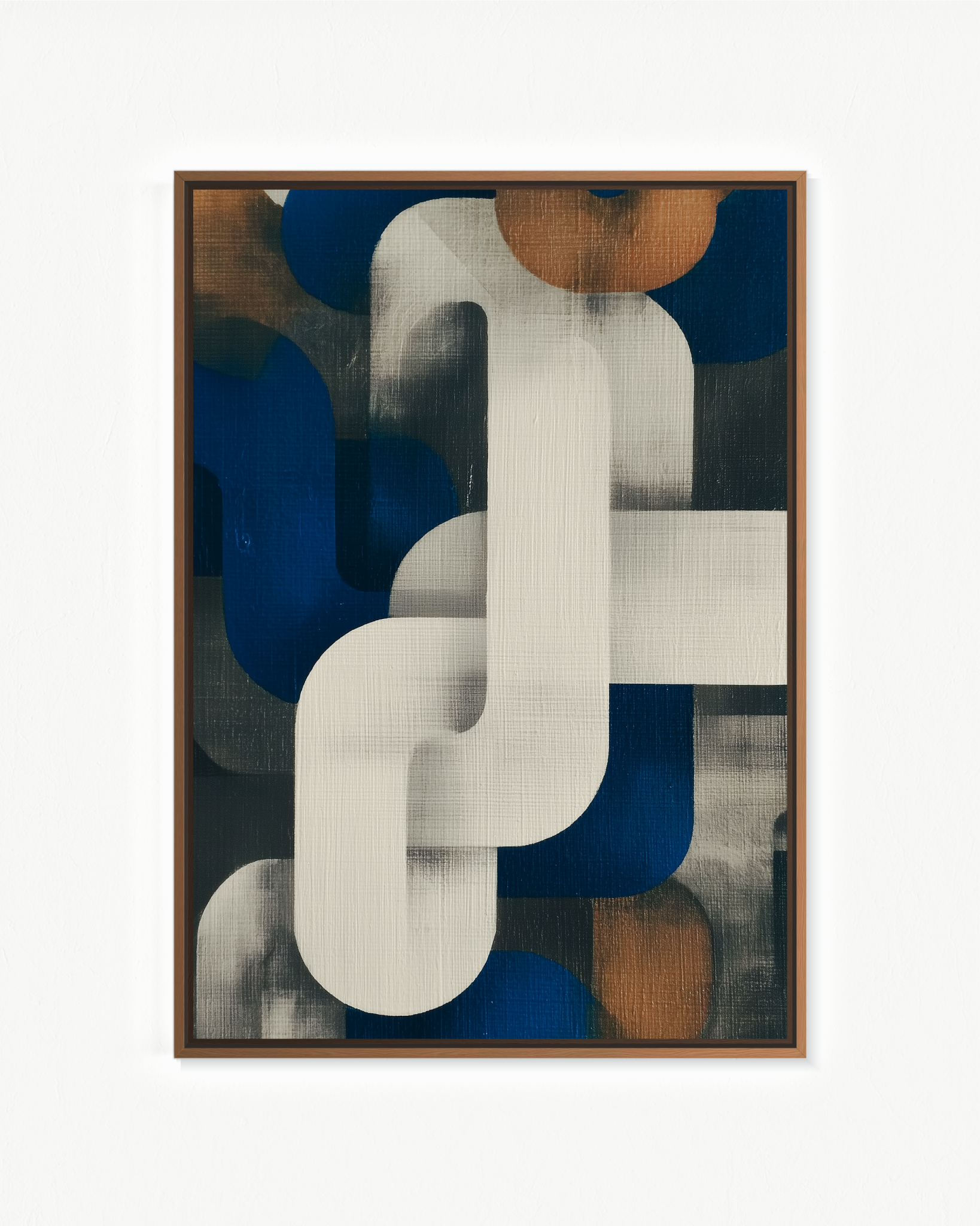 Eslabones azules — Flotante Negro, 70 × 100 cm