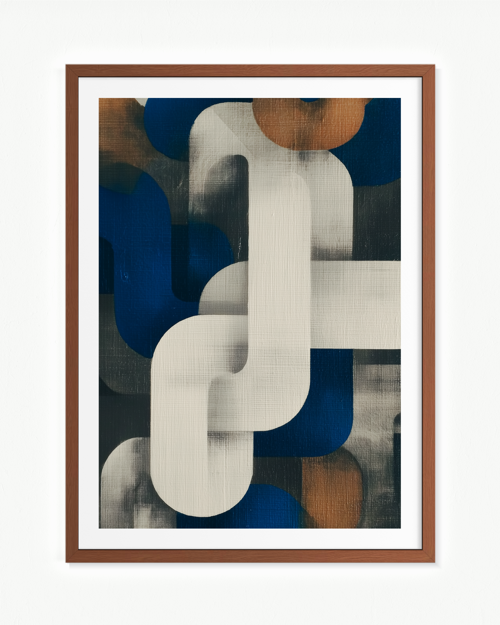 Eslabones azules — Paspartú Marrón, 70 × 100 cm