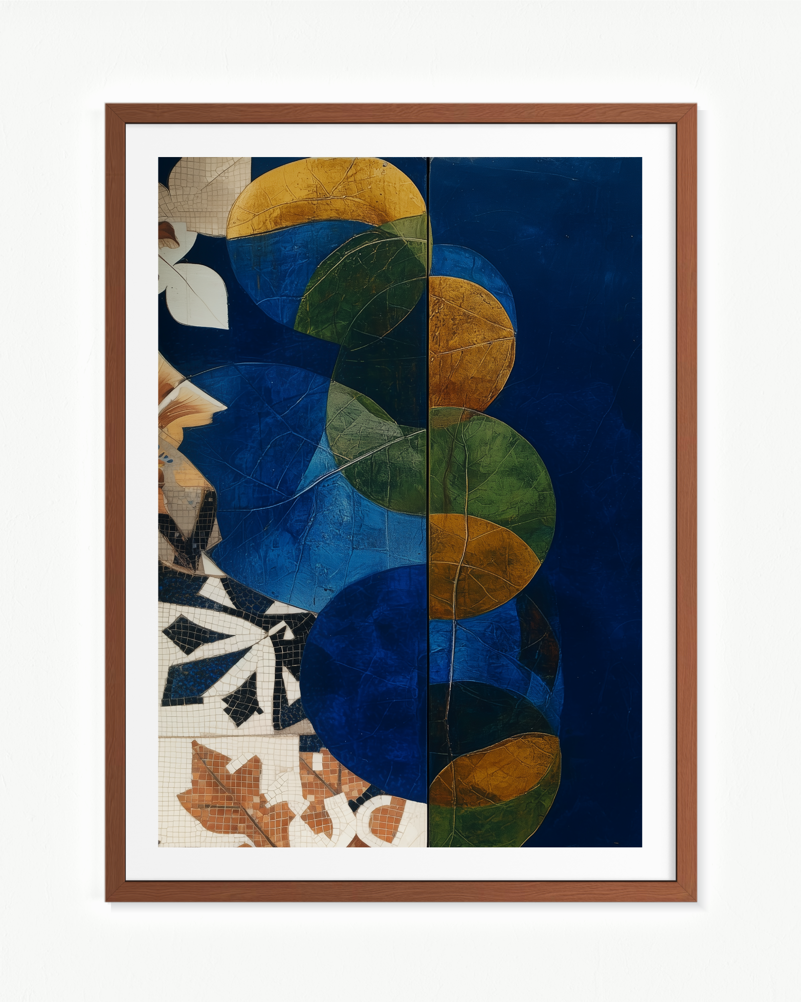 Herbario azul — Paspartú Marrón, 70 × 100 cm