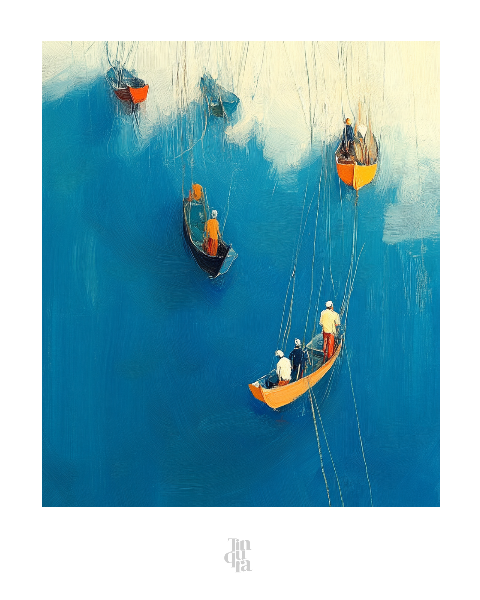 Barcas a la deriva · 70 × 100 cm