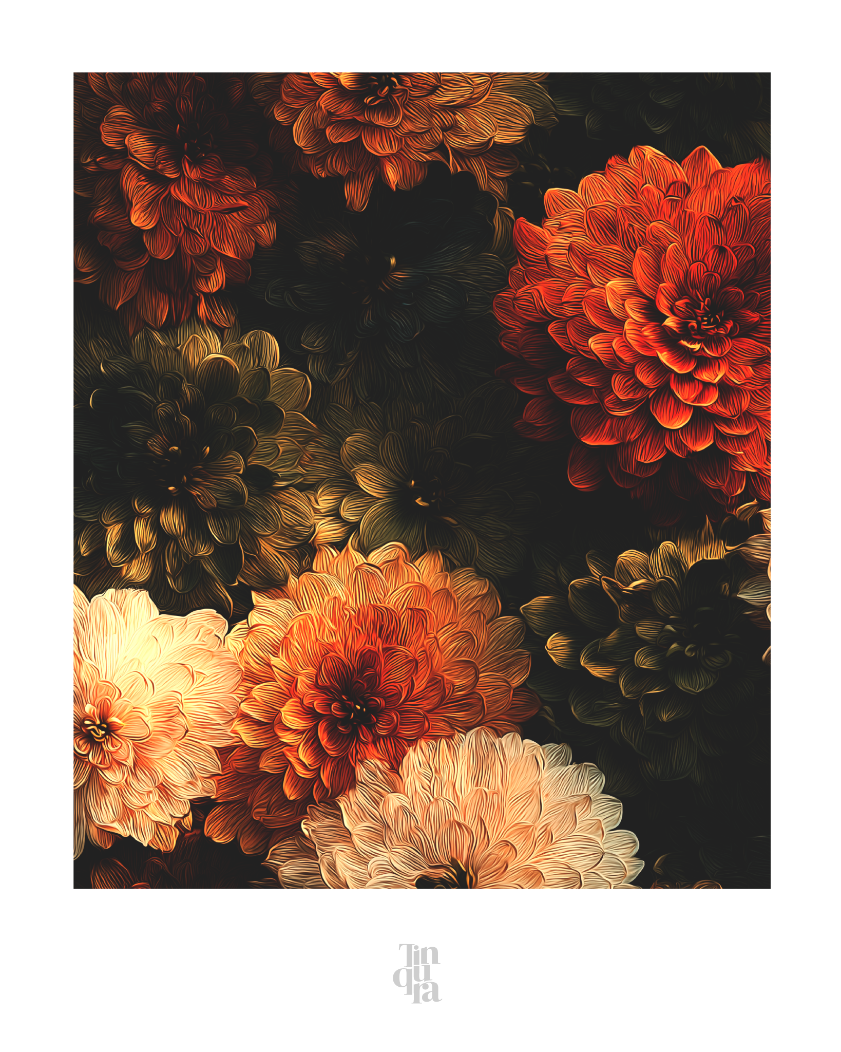 Pétalos de medianoche · 70 × 100 cm
