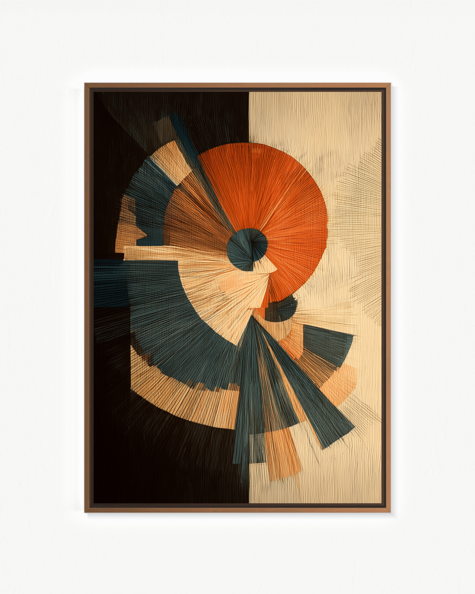 Giro de abanicos — Flotante Negro, 70 × 100 cm