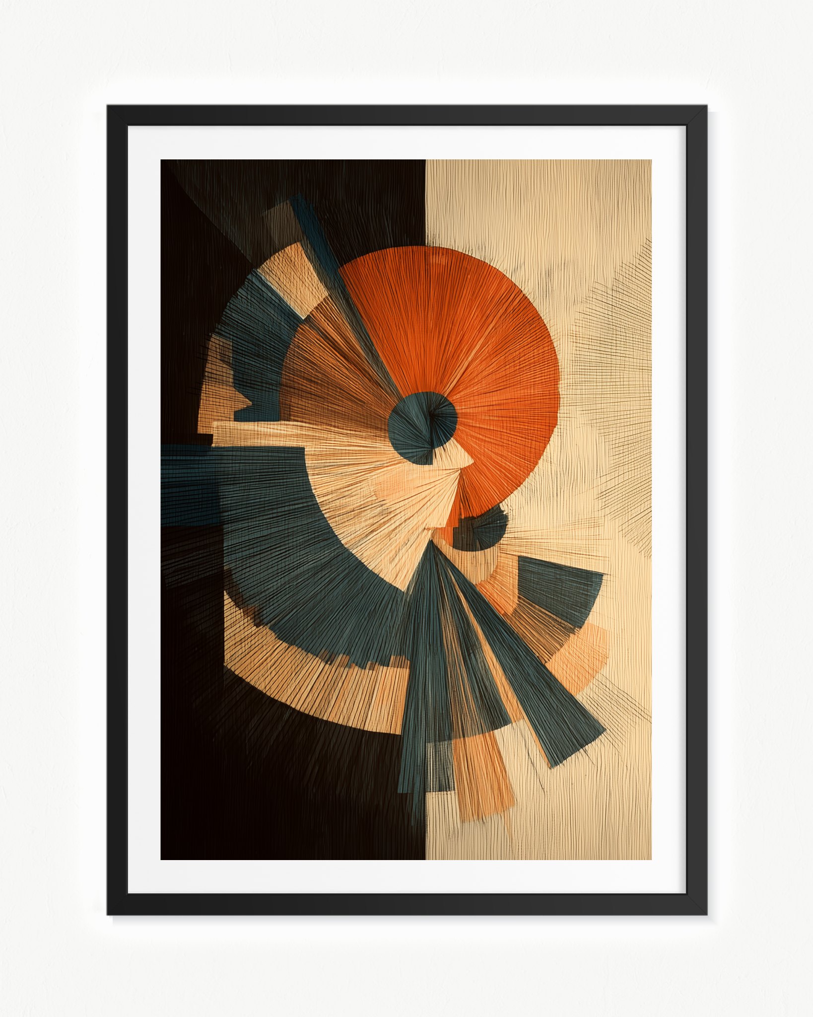 Giro de abanicos — Paspartú Negro, 70 × 100 cm