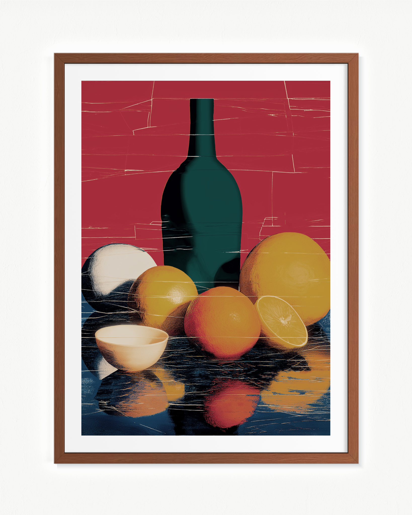 Bodegón especular — Paspartú Marrón, 70 × 100 cm