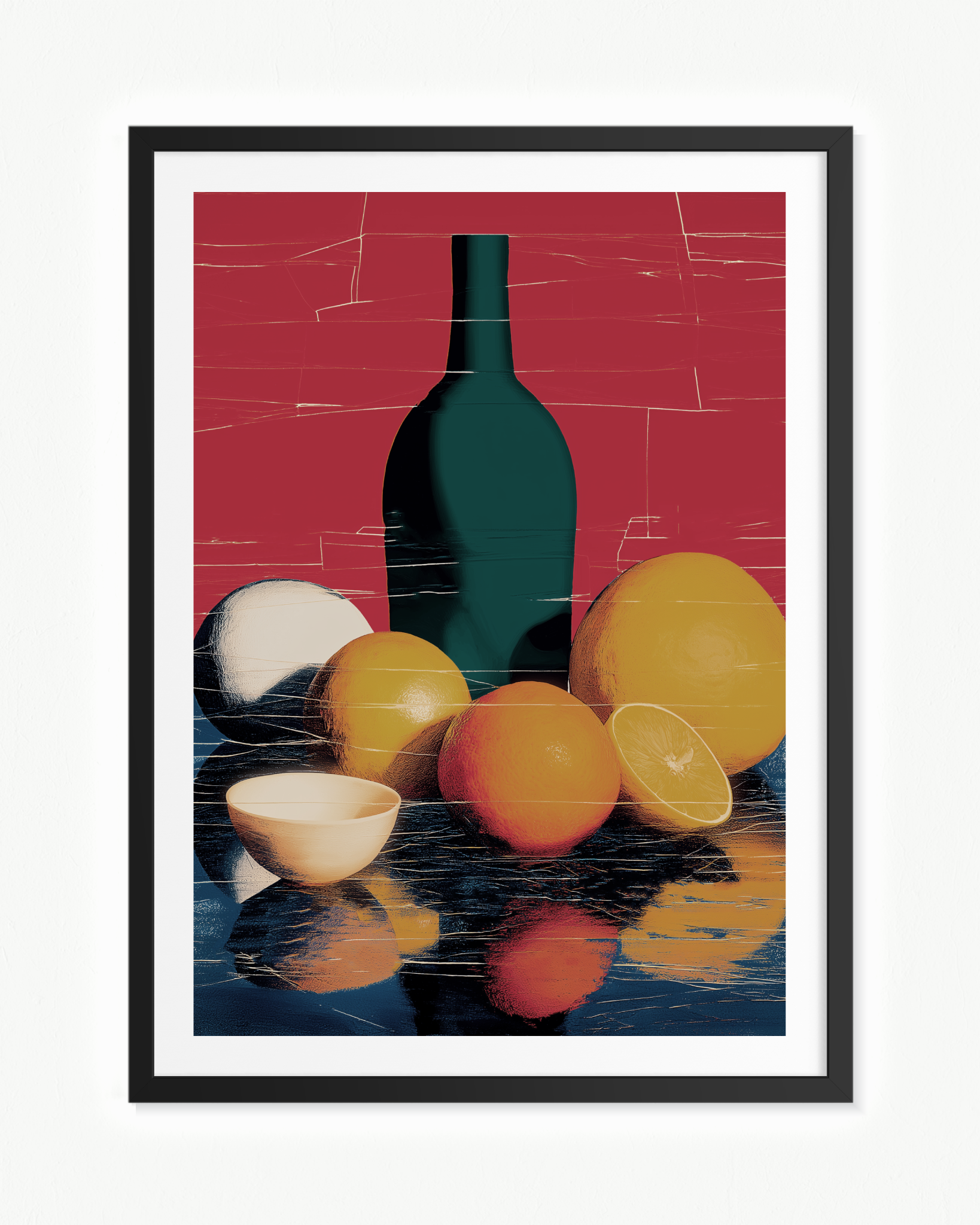 Bodegón especular — Paspartú Negro, 70 × 100 cm