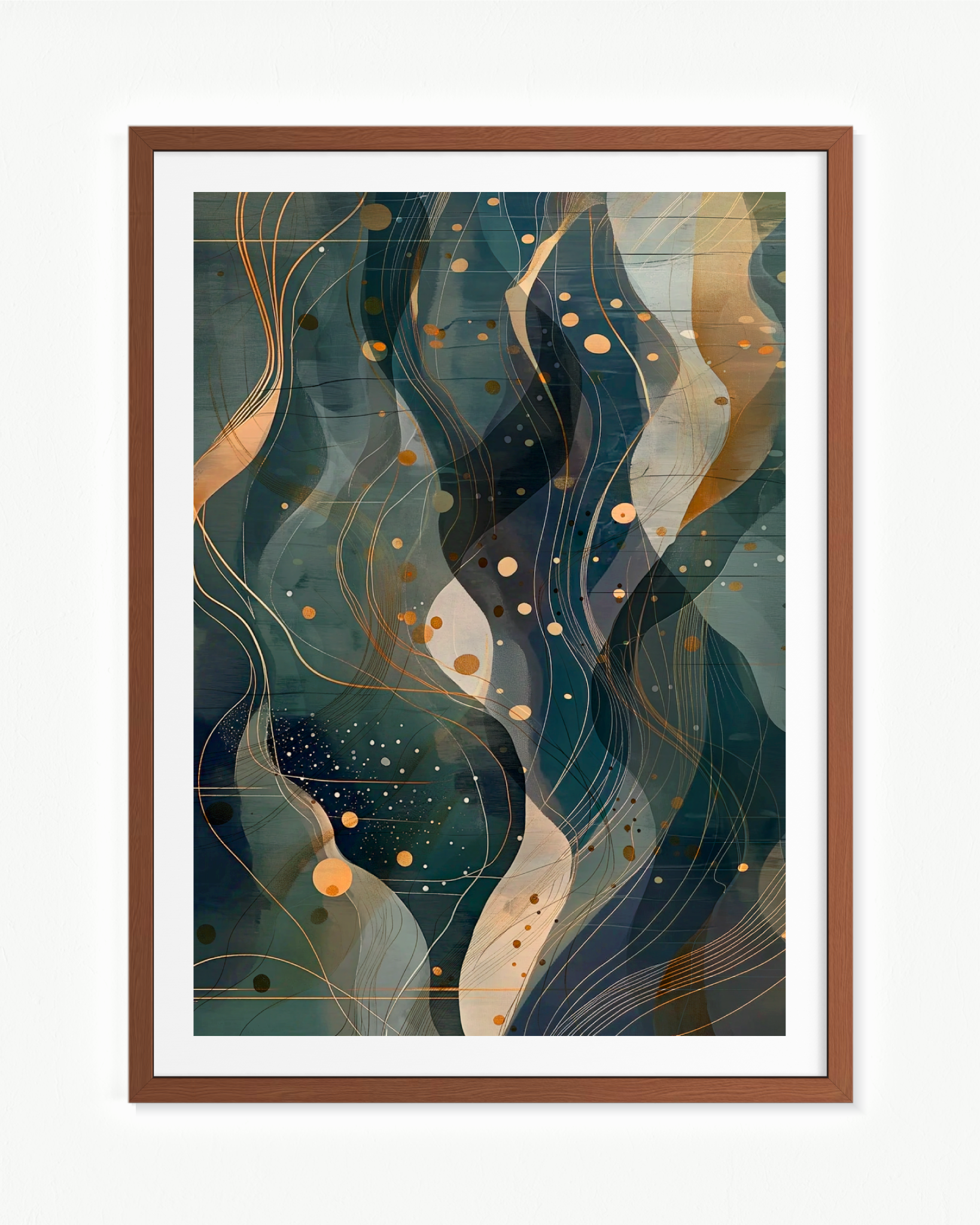 Estratos de agua — Paspartú Marrón, 70 × 100 cm