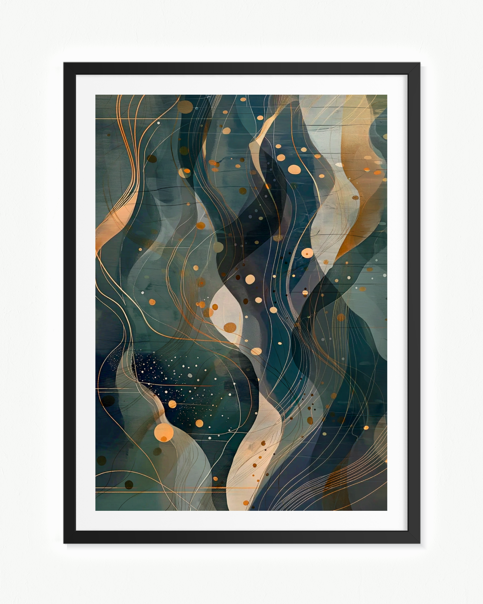 Estratos de agua — Paspartú Negro, 70 × 100 cm