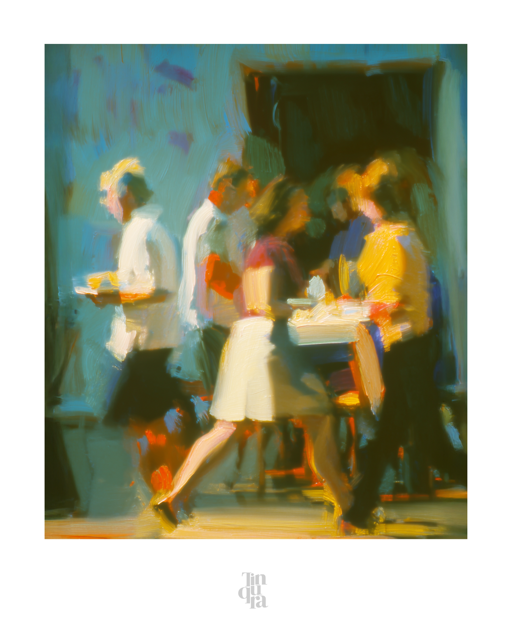 Personas al paso · 70 × 100 cm