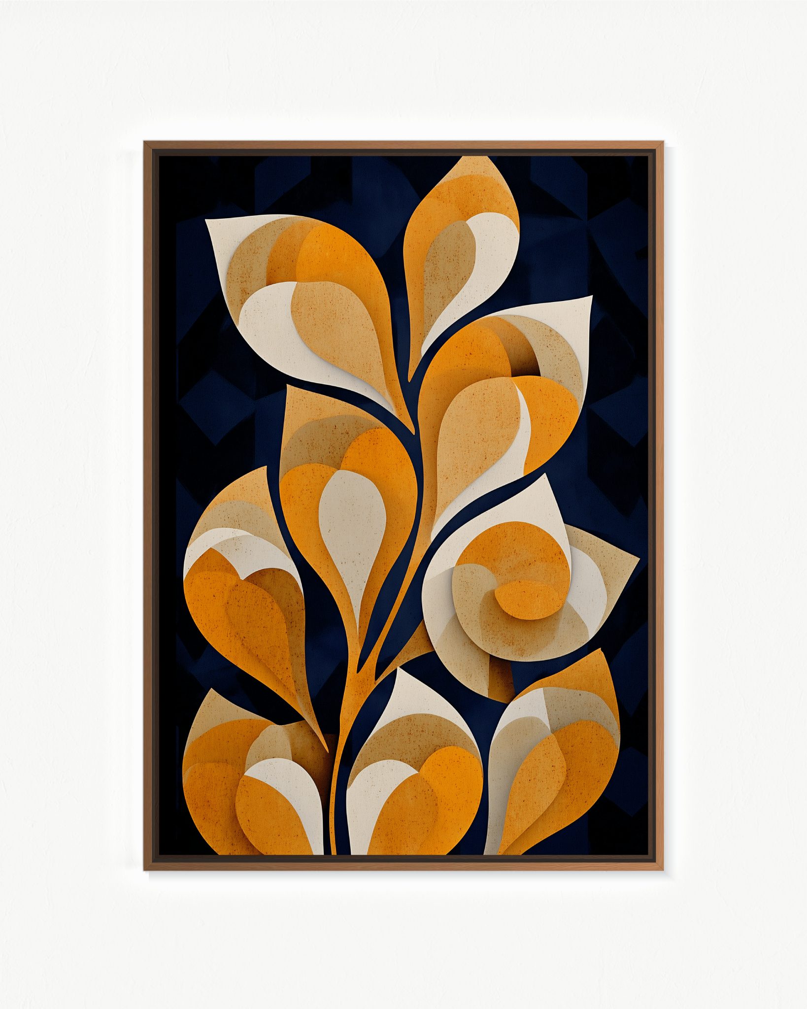 Botánica nocturna — Flotante Negro, 70 × 100 cm