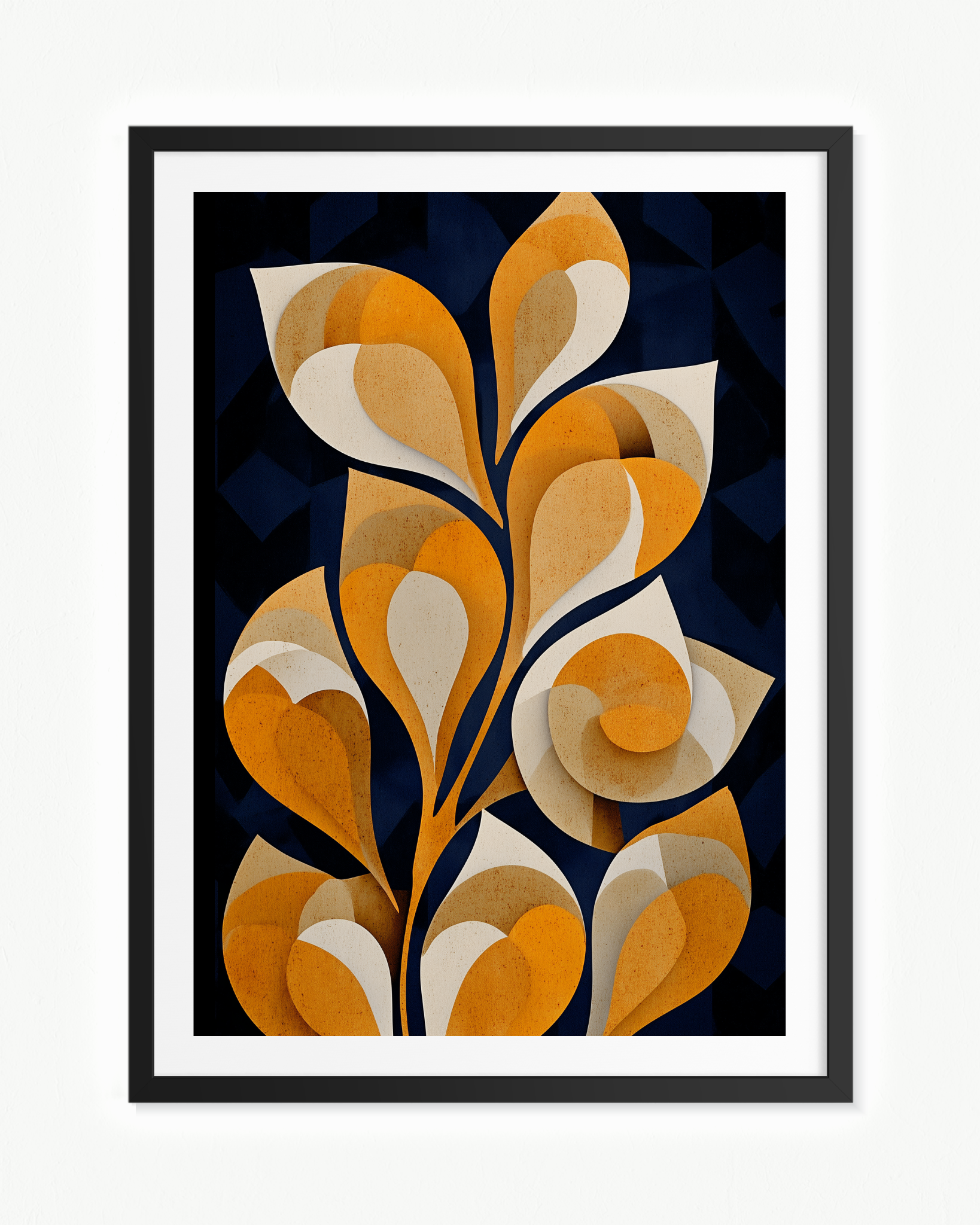 Botánica nocturna — Paspartú Negro, 70 × 100 cm